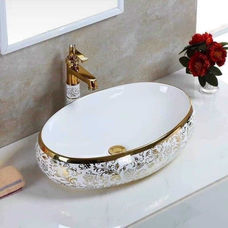 D-LB12 - LAVABO ĐẶT BÀN OVAL VÀNG