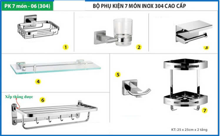 COMBO PHỤ KIỆN TOILET CAO CẤP INOX 304 CHUẨN 100%