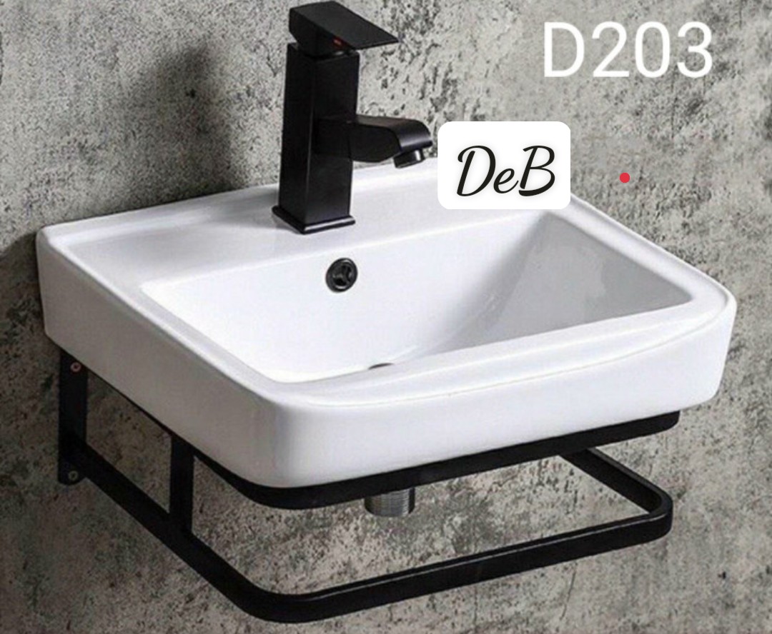 DLB19- CHẬU LAVABO VUÔNG KÈM CHÂN TREO TƯỜNG