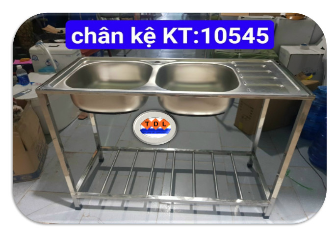 Bồn rửa chén inox 2 hộc có cánh kèm chân- d10545kc